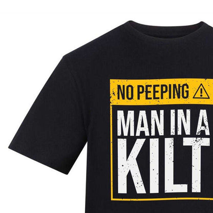 Black - Side - AWD Unisex Adult NO PEEPING - MAN IN A KILT T-Shirt