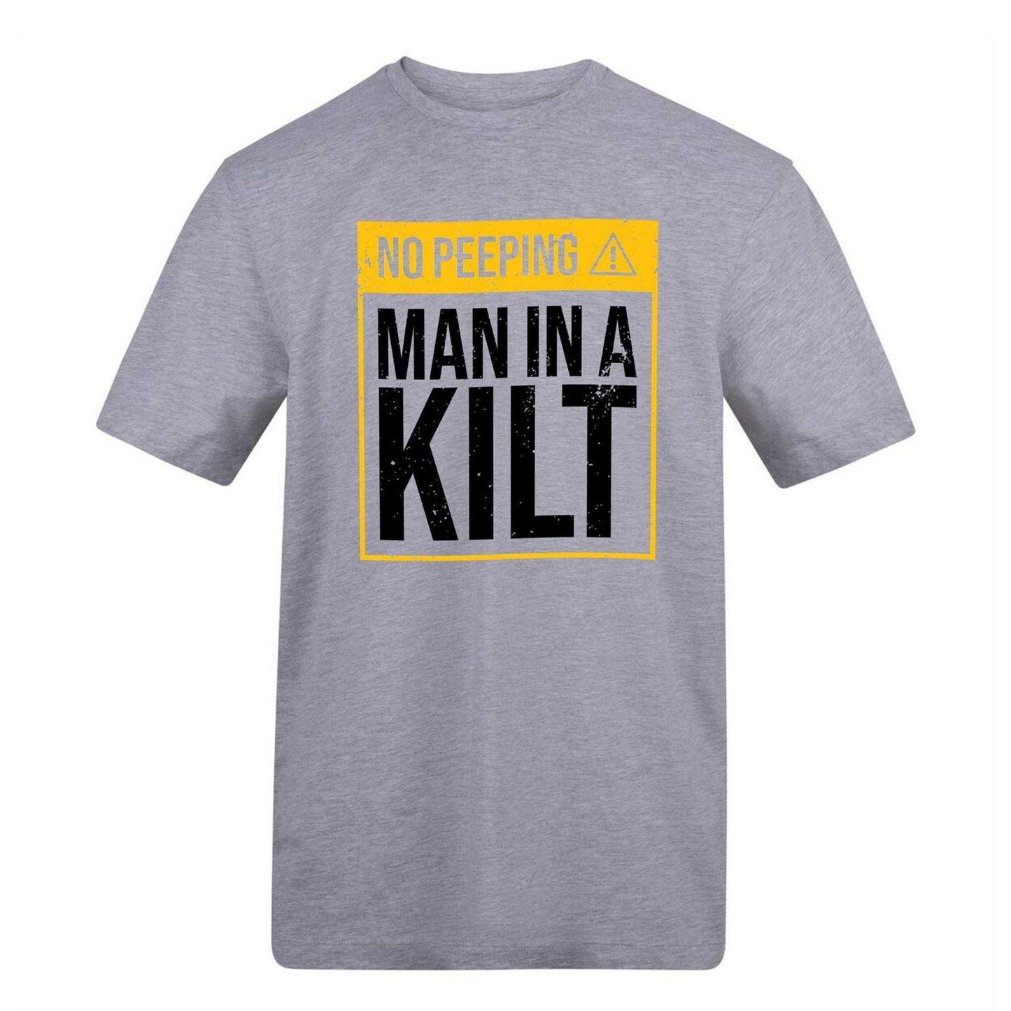 Grey - Front - AWD Unisex Adult NO PEEPING - MAN IN A KILT T-Shirt