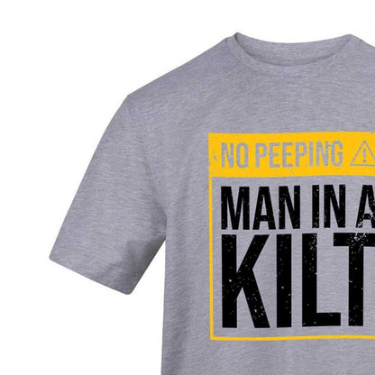 Grey - Side - AWD Unisex Adult NO PEEPING - MAN IN A KILT T-Shirt
