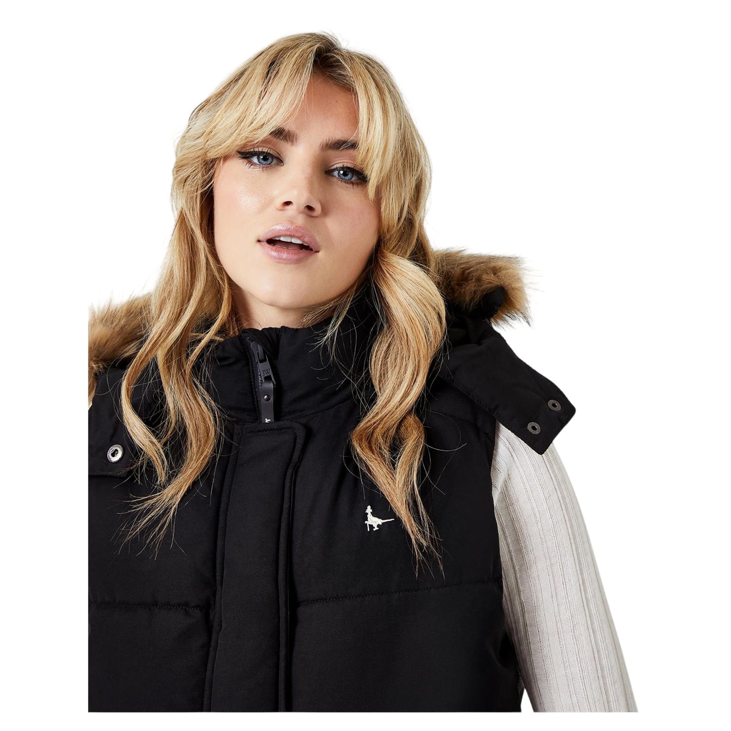 Black - Side - Jack Wills Womens-Ladies Sleeveless Puffer Jacket