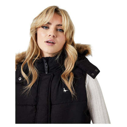 Black - Side - Jack Wills Womens-Ladies Sleeveless Puffer Jacket