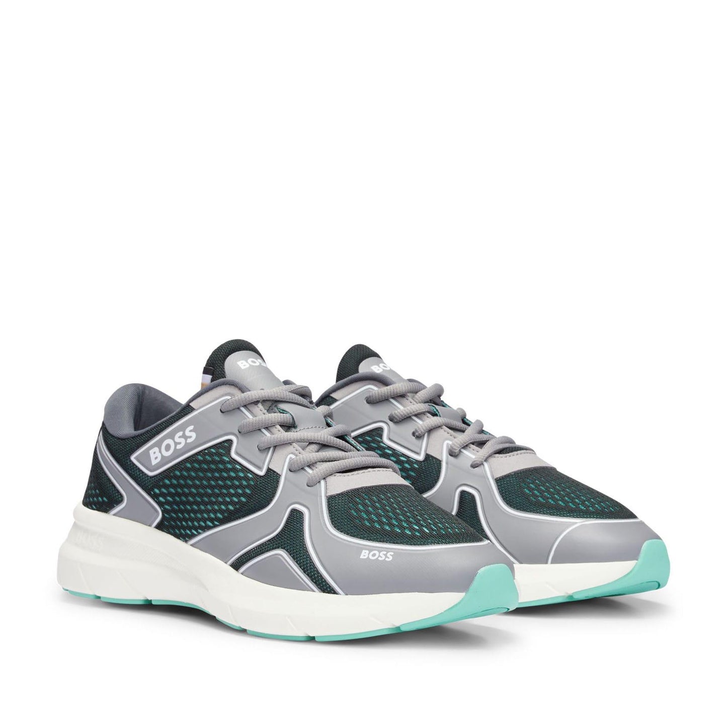Grey - Back - Boss Womens-Ladies Owen Running Trainers