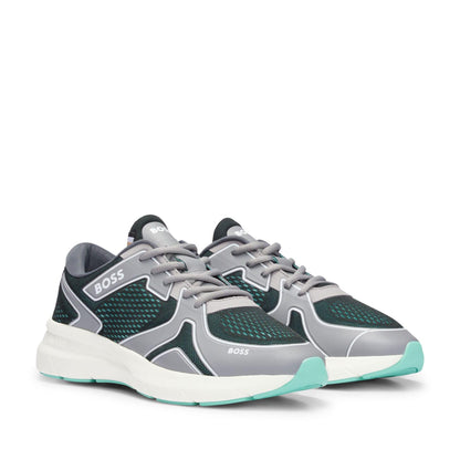 Grey - Back - Boss Womens-Ladies Owen Running Trainers