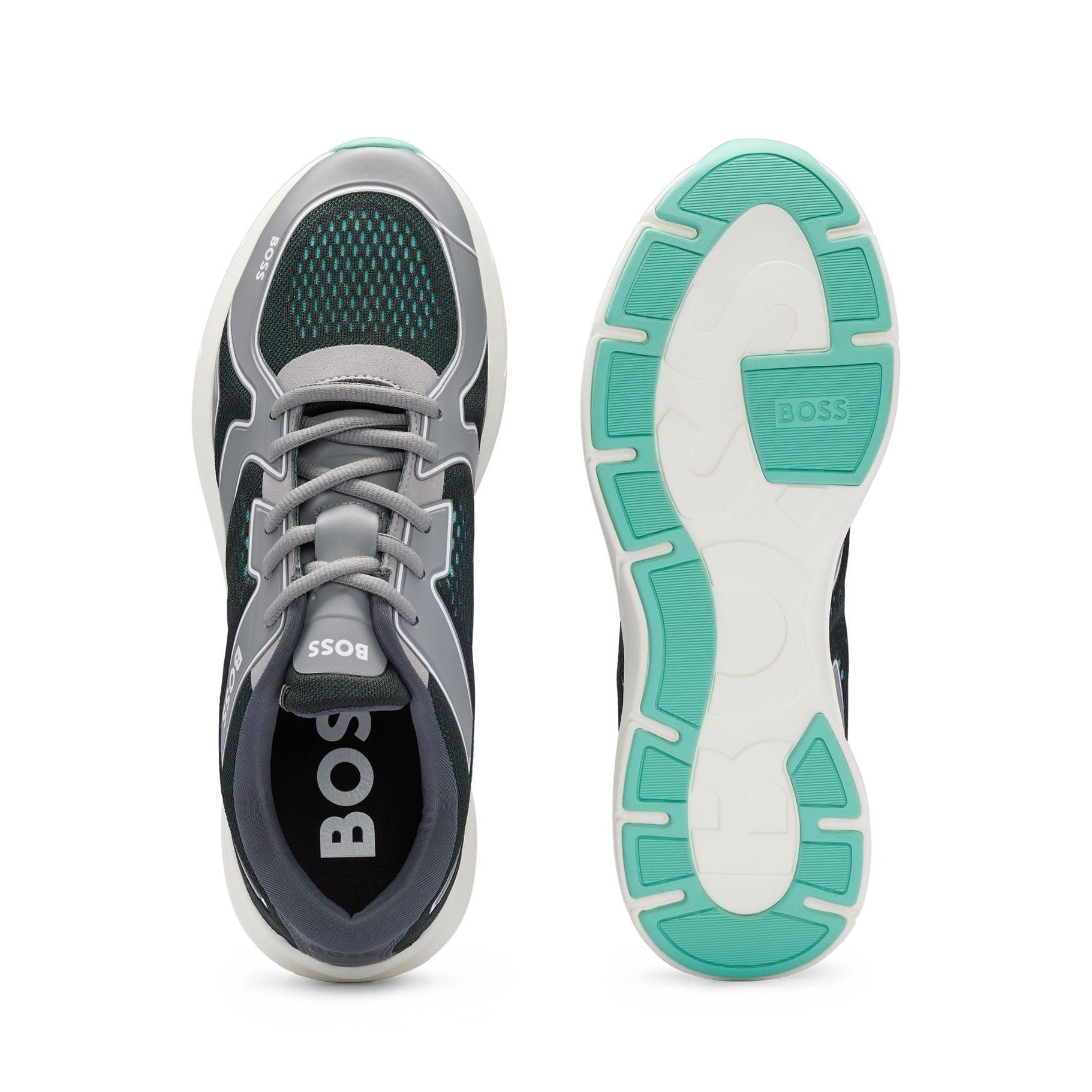 Grey - Side - Boss Womens-Ladies Owen Running Trainers