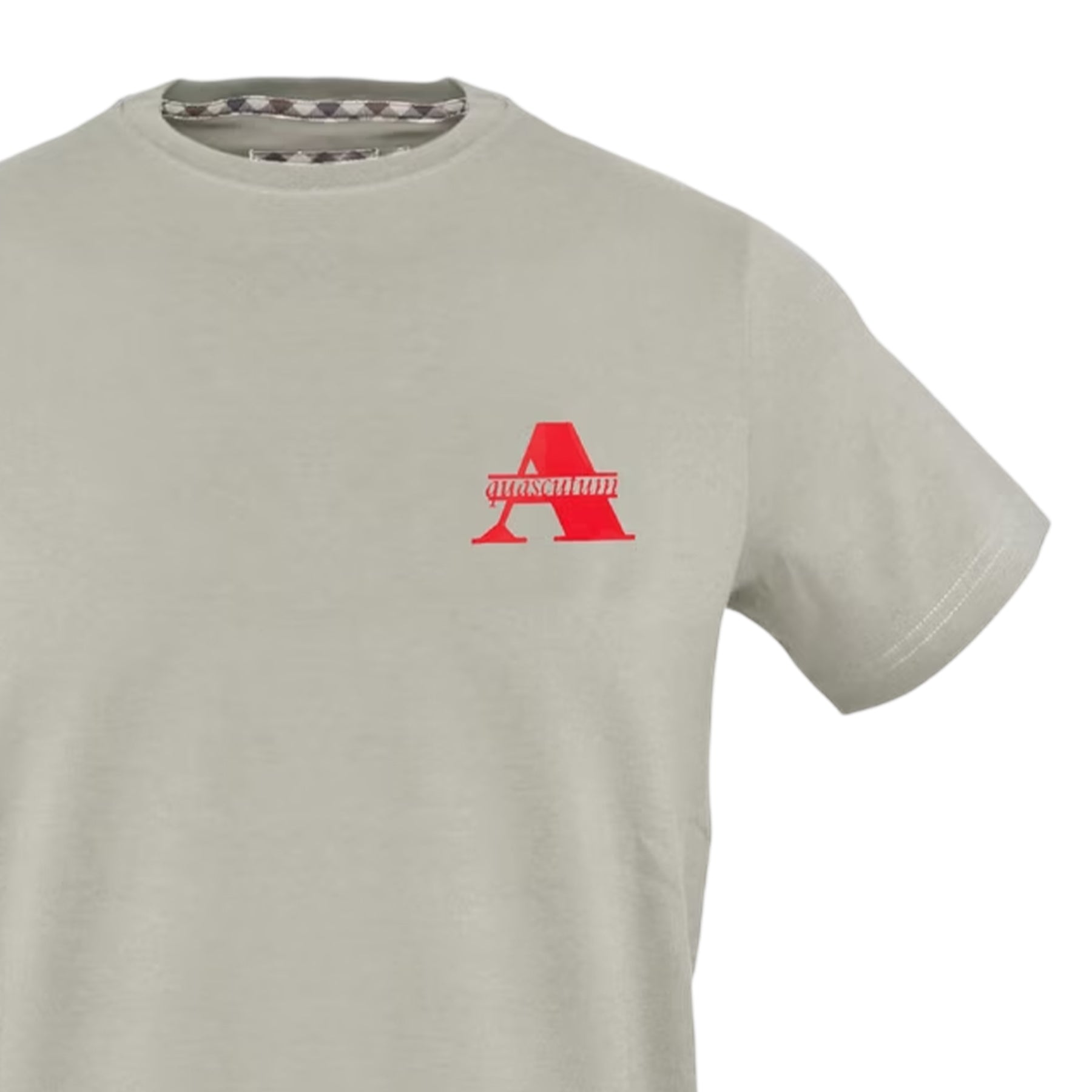 Grey - Side - Aquascutum Mens Embroidered Logo T-Shirt