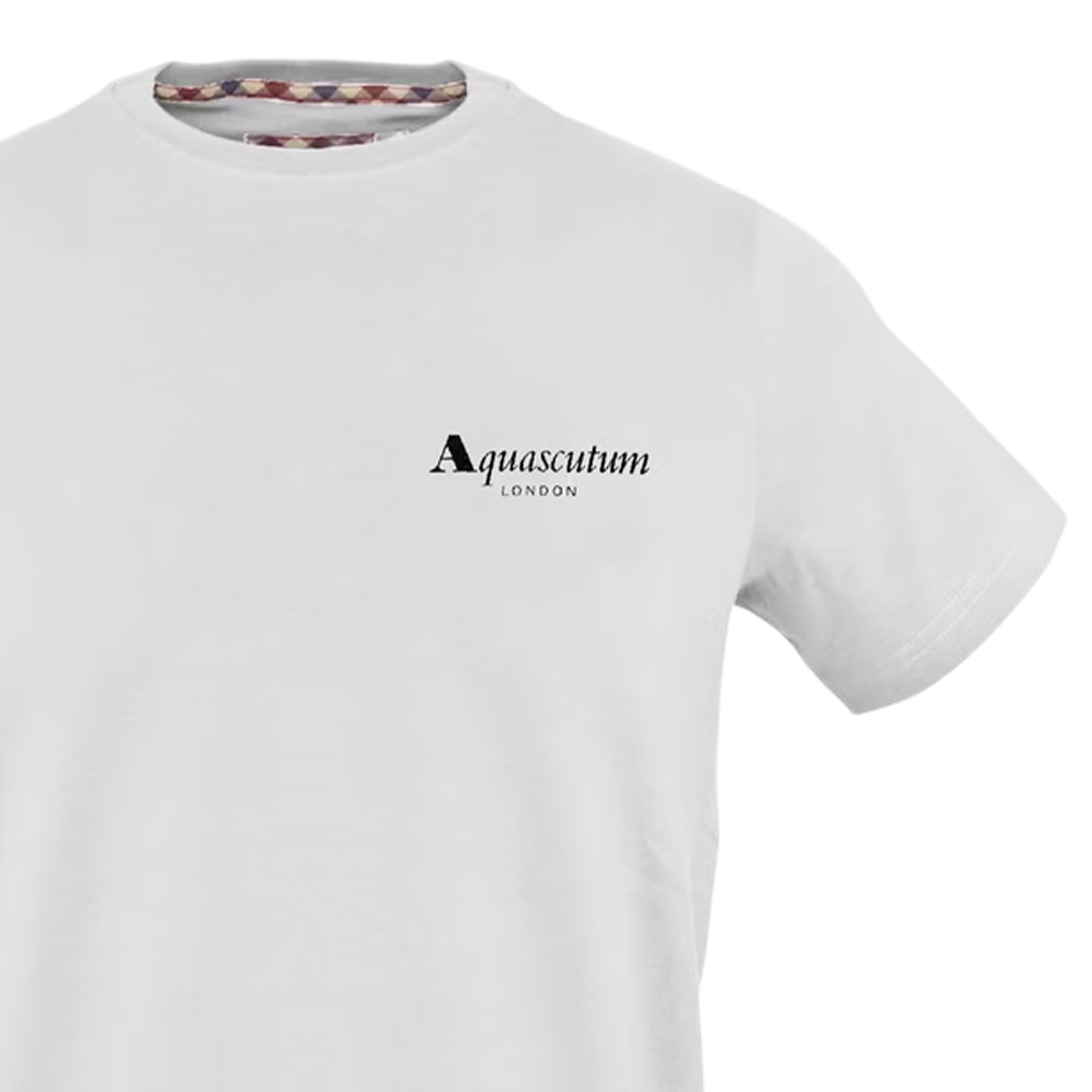 White - Side - Aquascutum Mens Logo Crew Neck T-Shirt