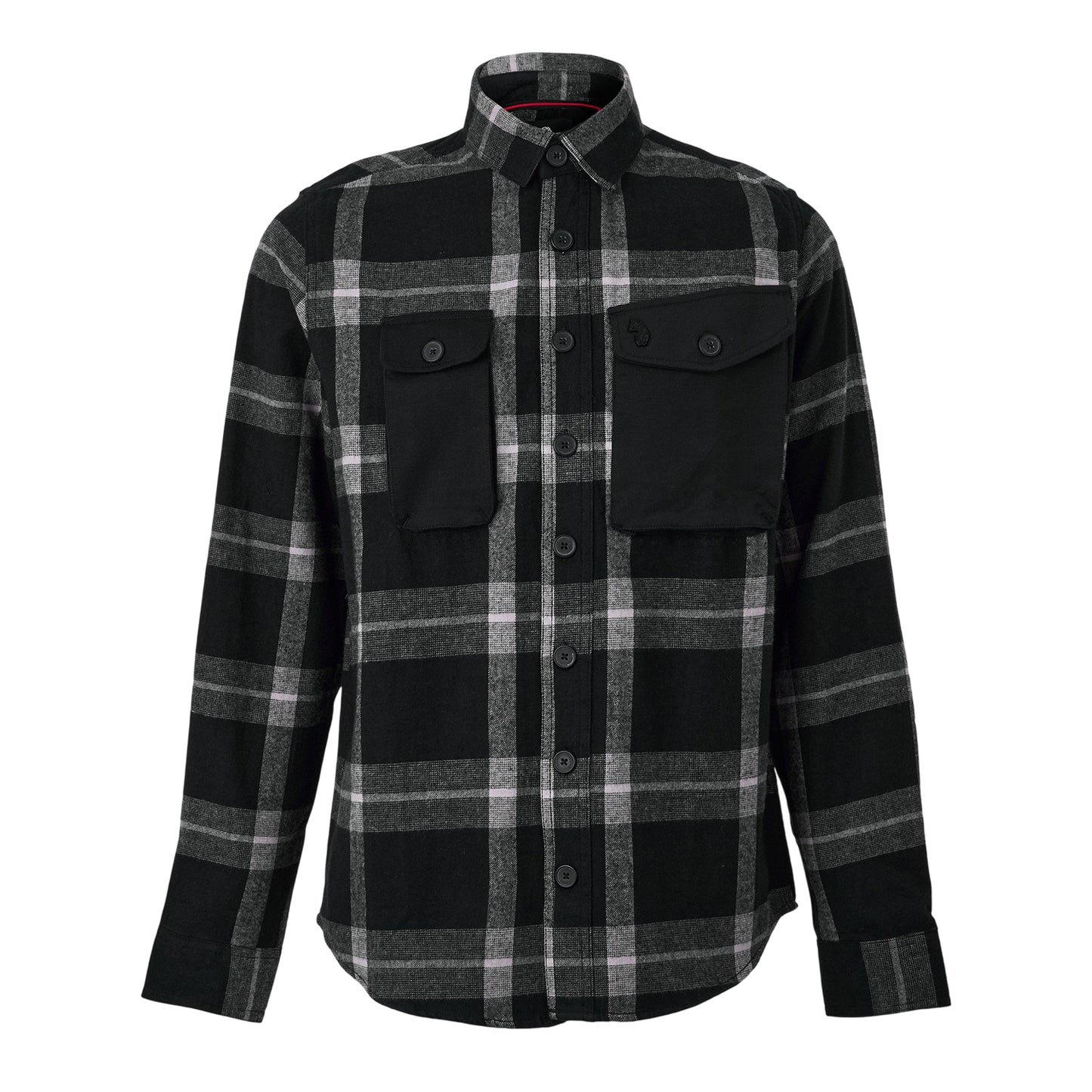 Dark Charcoal - Front - Luke Mens Johnny Plaid Chest Pocket Overshirt