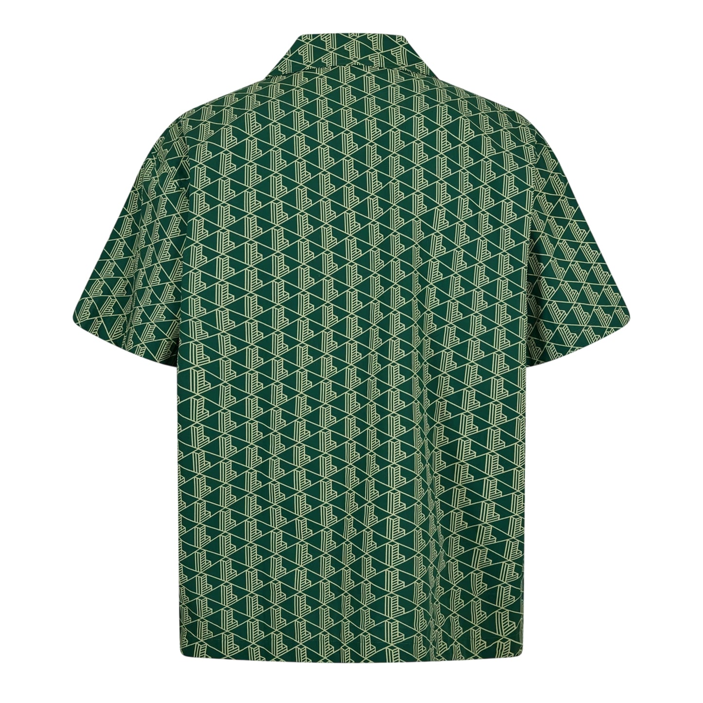 Green - Back - Lacoste Mens Geometric Poplin Relaxed Fit Pyjama Top