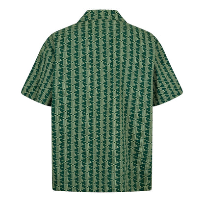 Green - Back - Lacoste Mens Geometric Poplin Relaxed Fit Pyjama Top