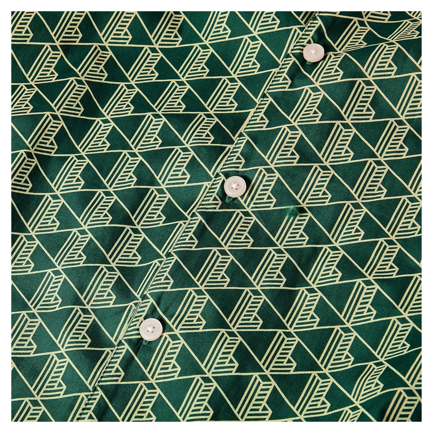 Green - Side - Lacoste Mens Geometric Poplin Relaxed Fit Pyjama Top