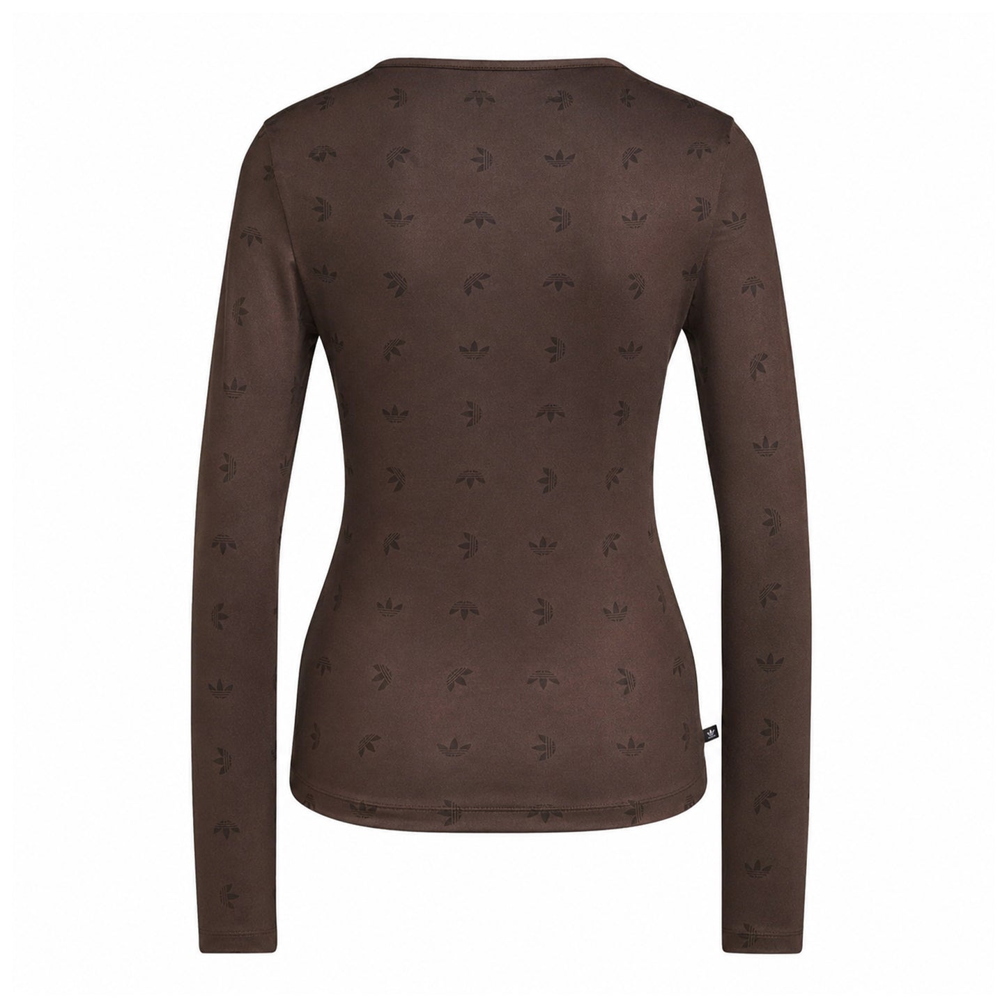 Brown - Back - Adidas Womens-Ladies Trefoil All-Over Print Base Layer Top