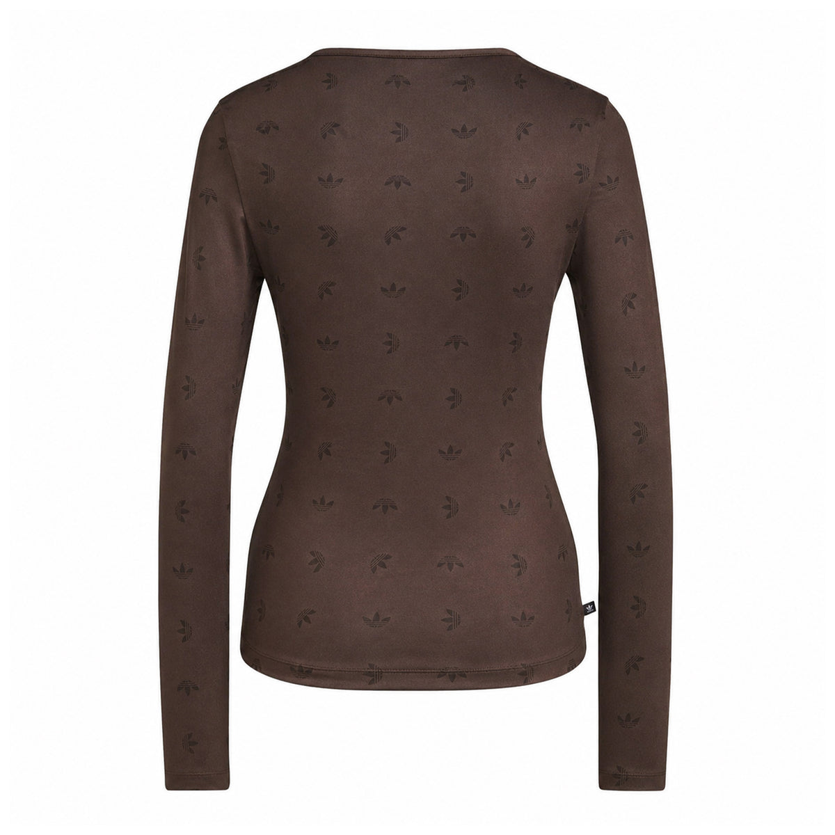 Brown - Back - Adidas Womens-Ladies Trefoil All-Over Print Base Layer Top