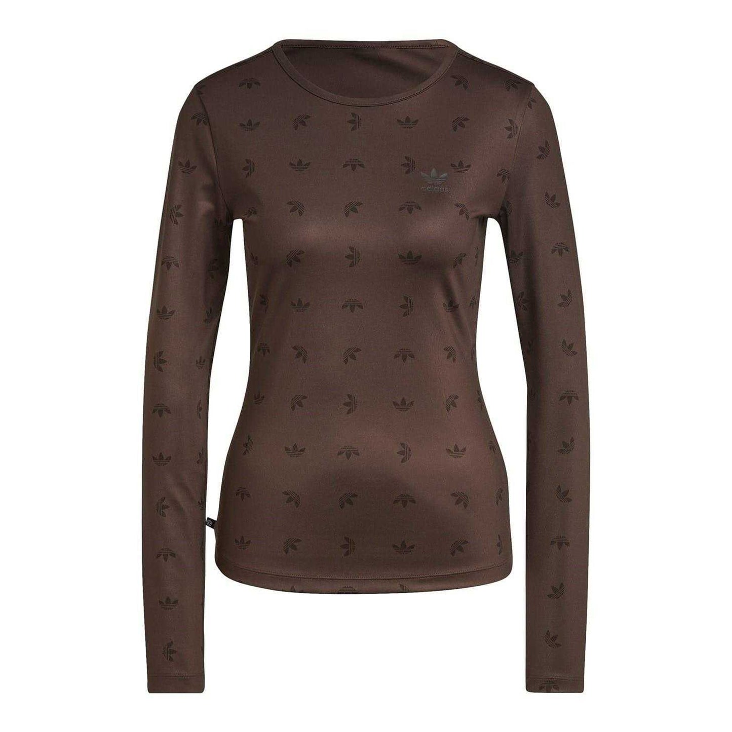 Brown - Front - Adidas Womens-Ladies Trefoil All-Over Print Base Layer Top