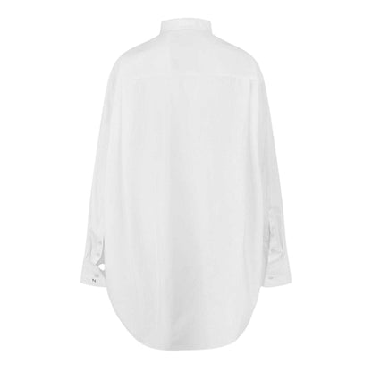 White - Back - Boss Womens-Ladies Banded Collar Oversized Long-Sleeved Shirt