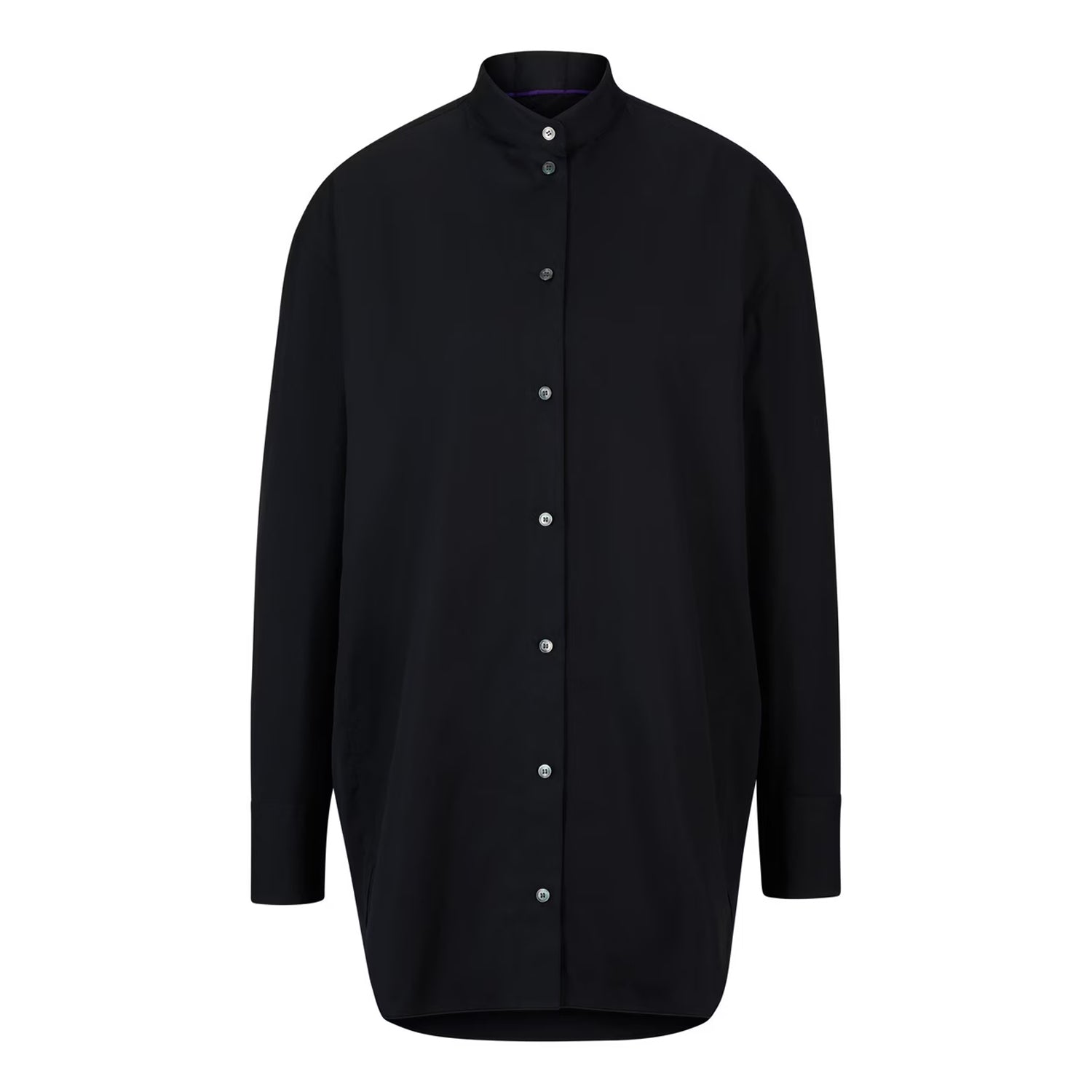Black - Front - Boss Womens-Ladies Banded Collar Oversized Long-Sleeved Shirt