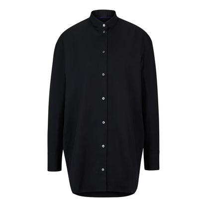 Black - Front - Boss Womens-Ladies Banded Collar Oversized Long-Sleeved Shirt