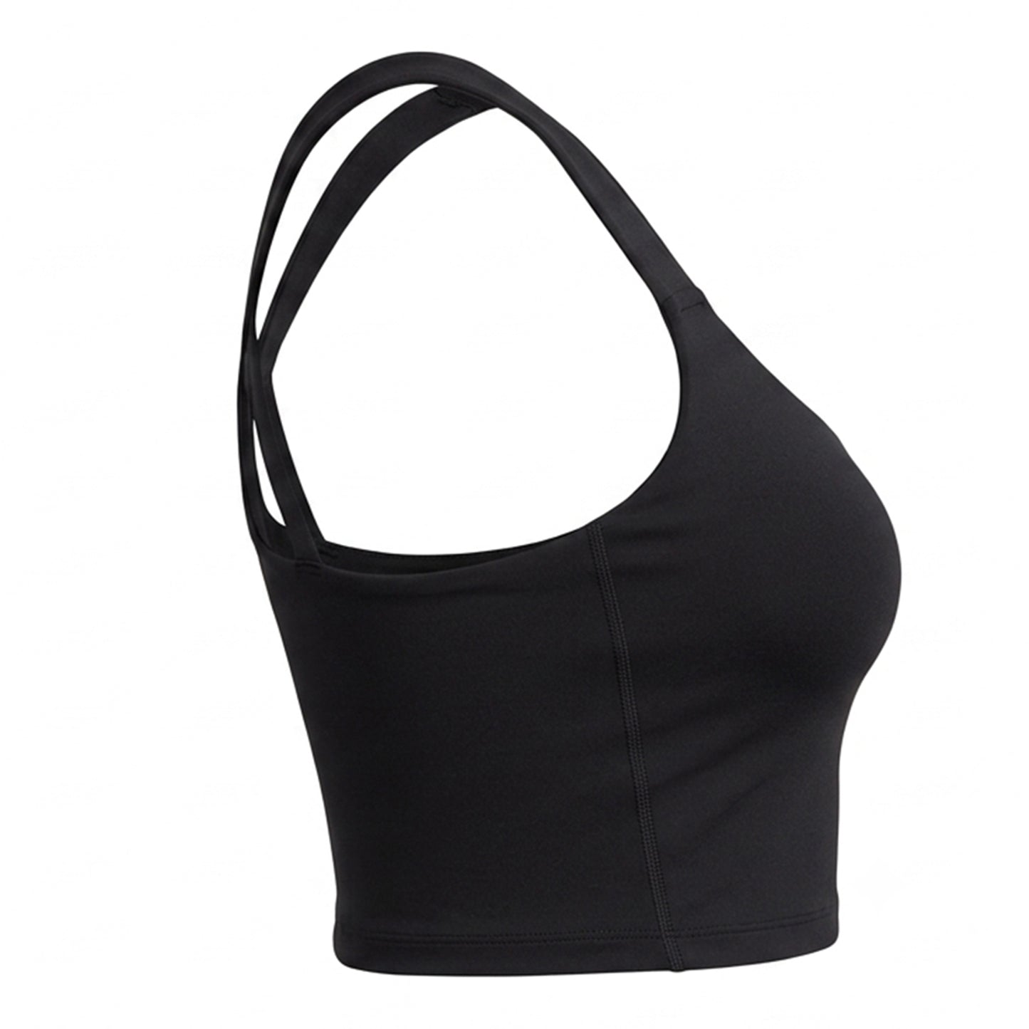 Black - Back - Adidas Womens-Ladies Cropped Scoop Neck Bralette