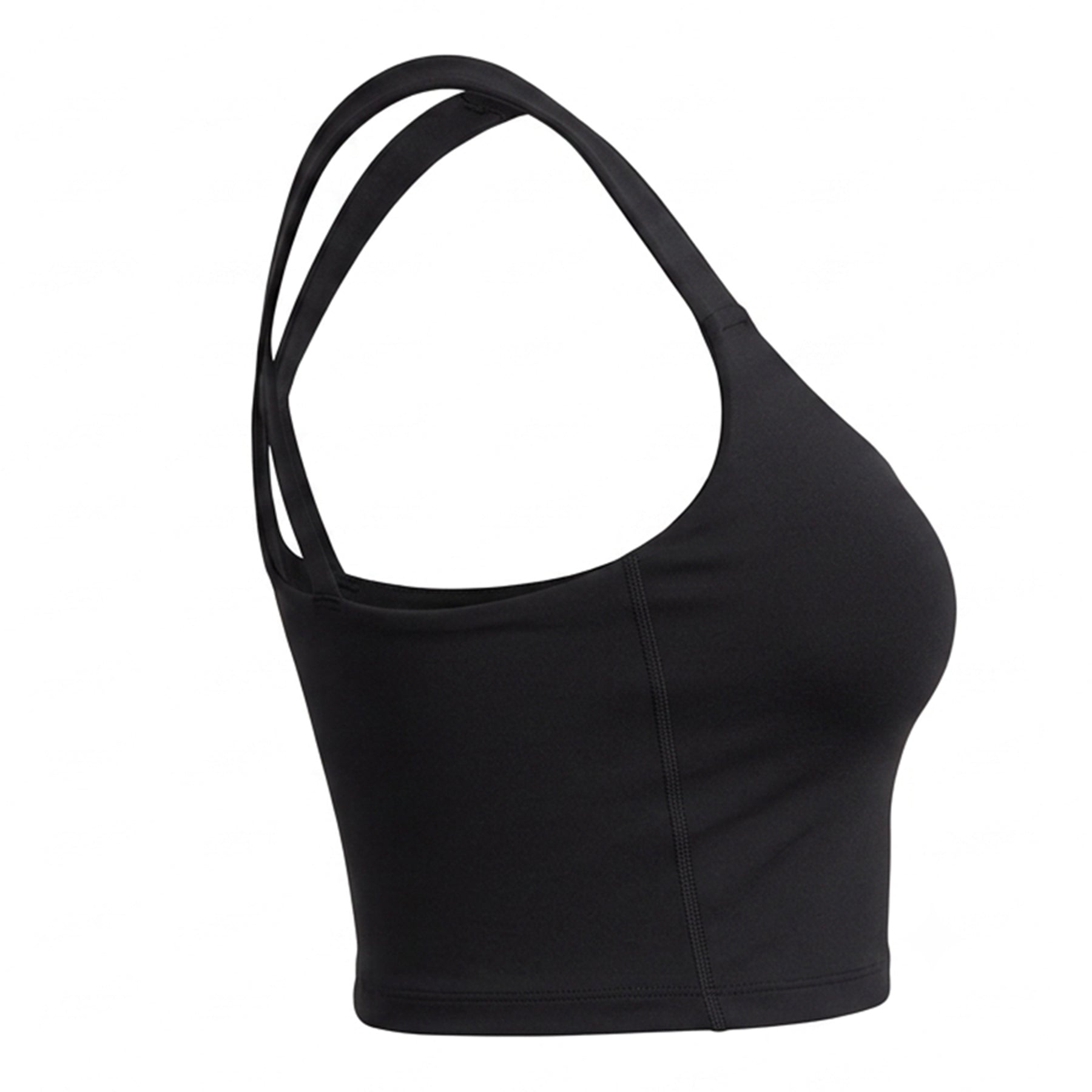 Black - Back - Adidas Womens-Ladies Cropped Scoop Neck Bralette