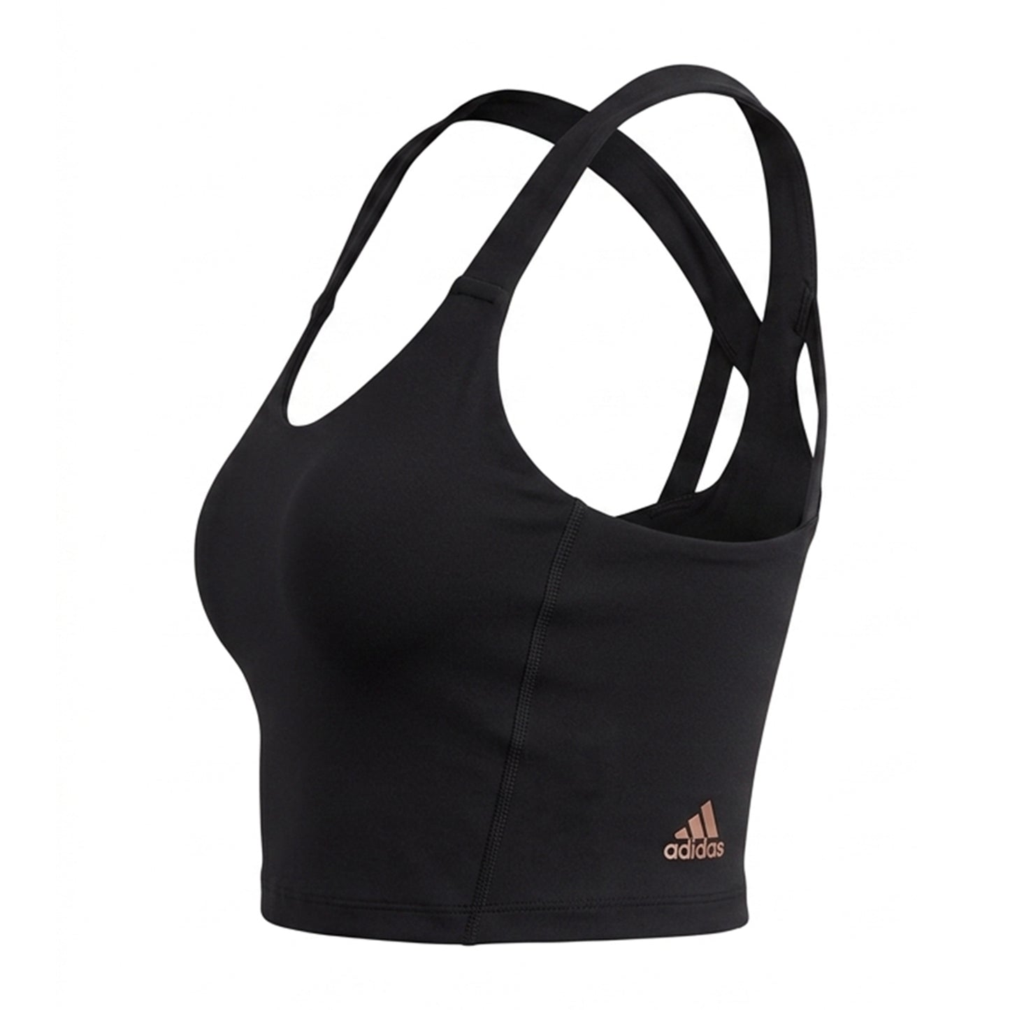 Black - Side - Adidas Womens-Ladies Cropped Scoop Neck Bralette