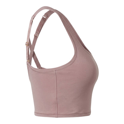 Oxid Grey - Back - Adidas Womens-Ladies Cropped Scoop Neck Bralette