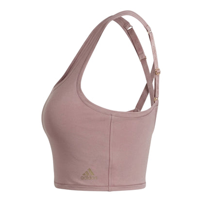 Oxid Grey - Side - Adidas Womens-Ladies Cropped Scoop Neck Bralette