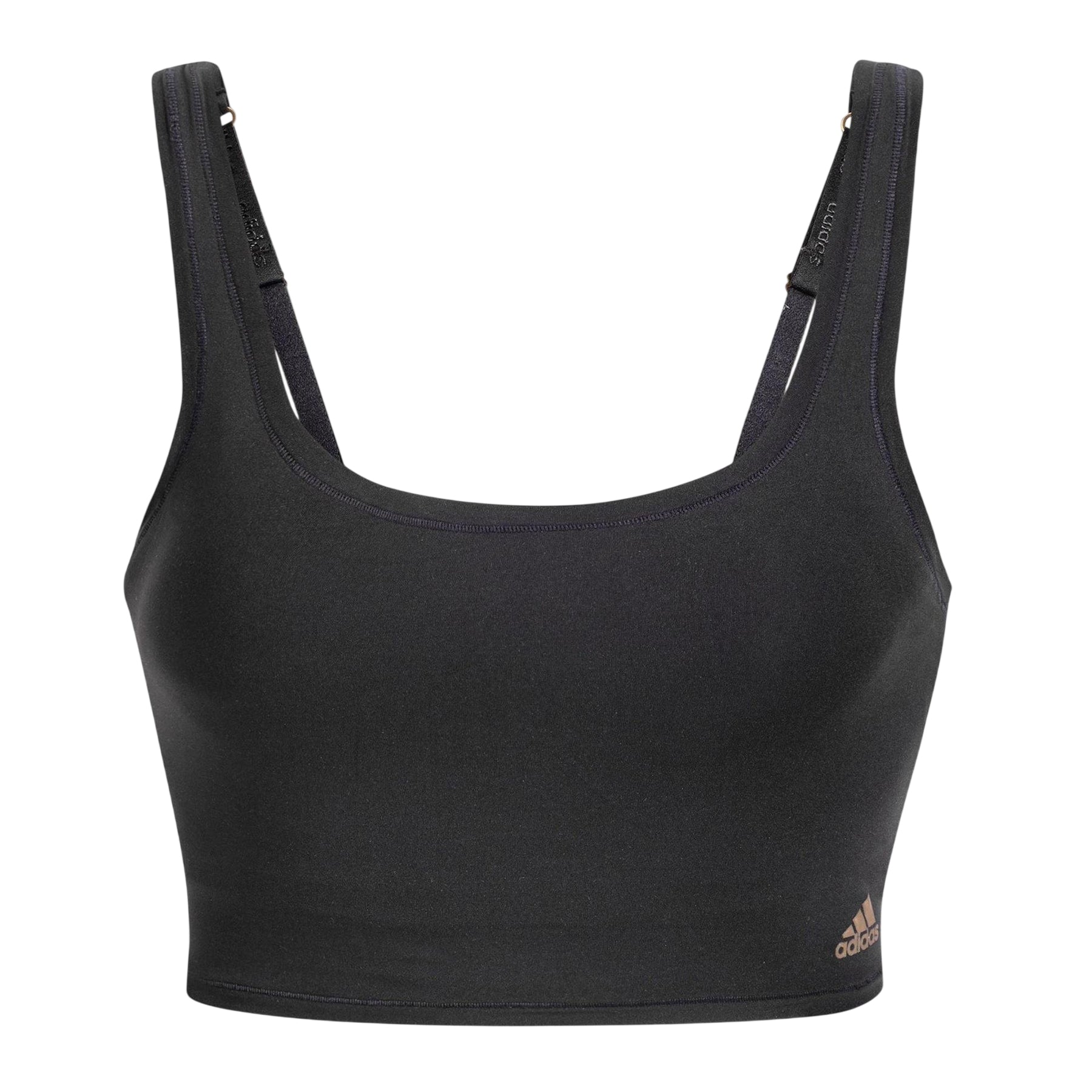 Black - Front - Adidas Womens-Ladies Cropped Scoop Neck Bralette