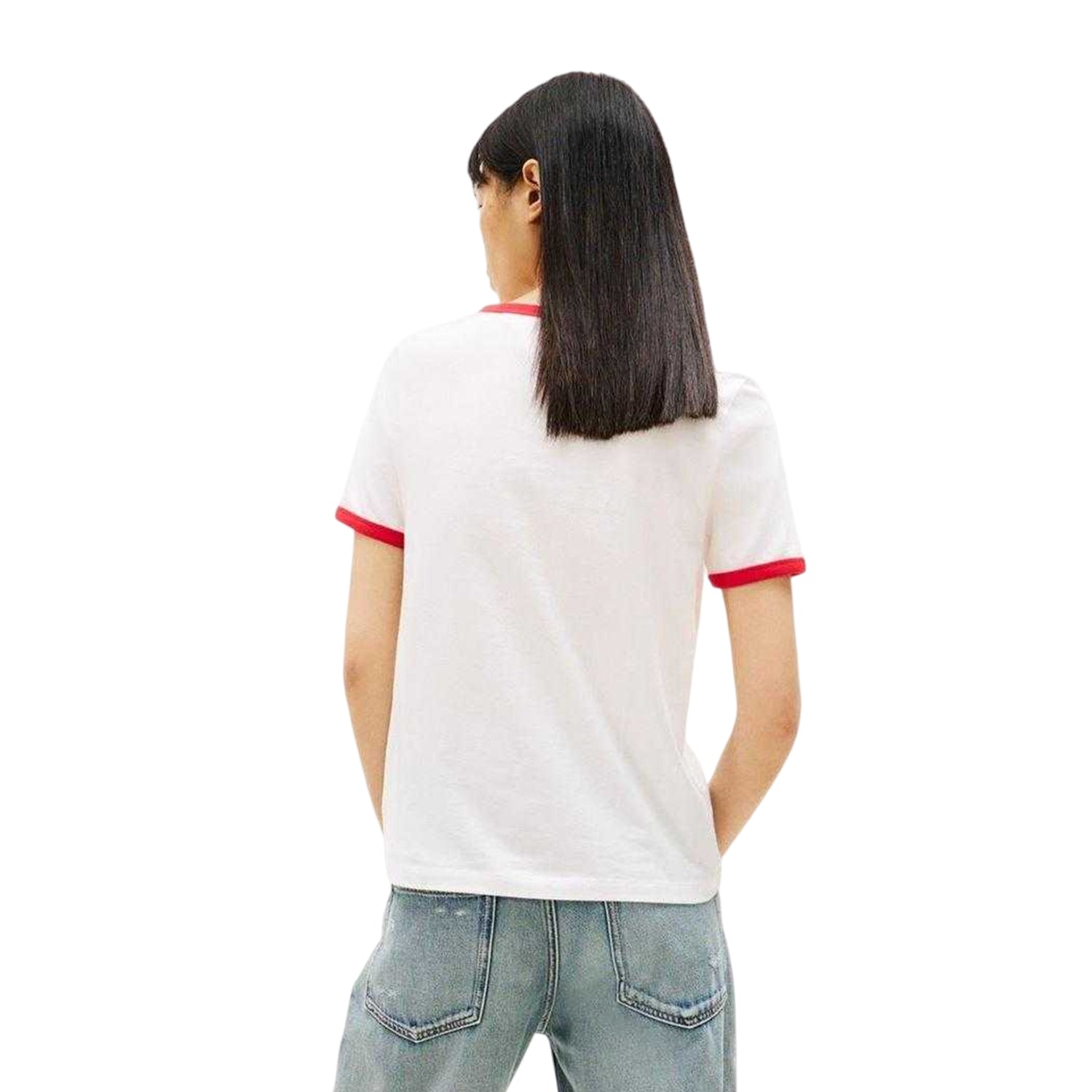 Ecru - Back - Tommy Jeans Womens-Ladies Ringer Cotton Jersey T-Shirt