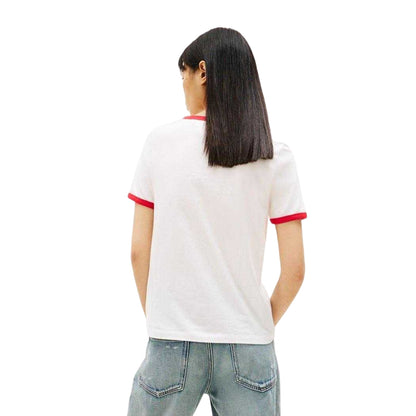 Ecru - Back - Tommy Jeans Womens-Ladies Ringer Cotton Jersey T-Shirt