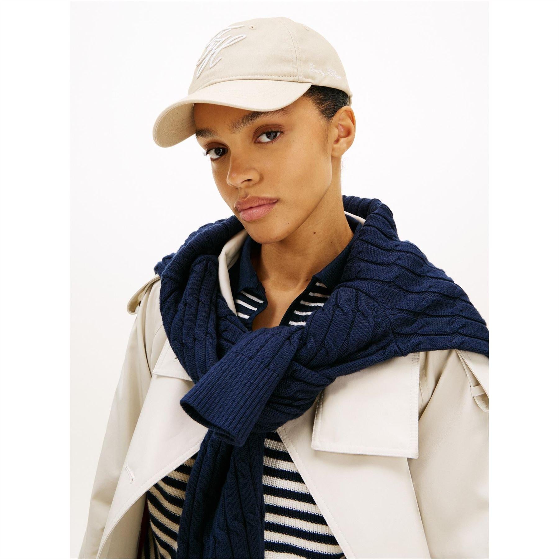 Beige - Back - Tommy Hilfiger Womens-Ladies Embroidered Logo Baseball Cap