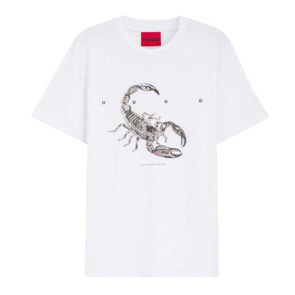 White - Front - Hugo Mens Scorpio Cotton Jersey Logo T-Shirt