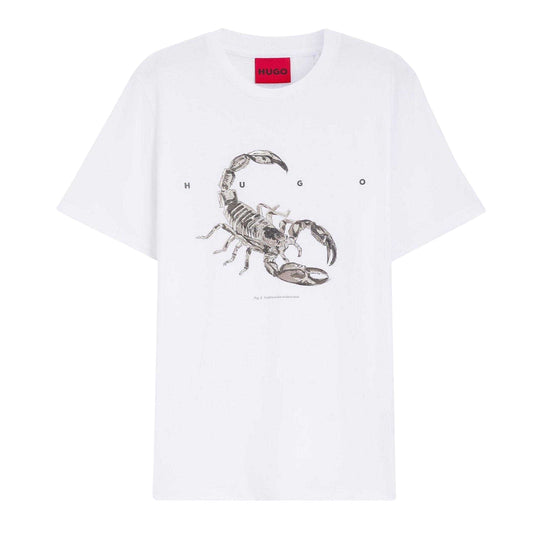 White - Front - Hugo Mens Scorpio Cotton Jersey Logo T-Shirt