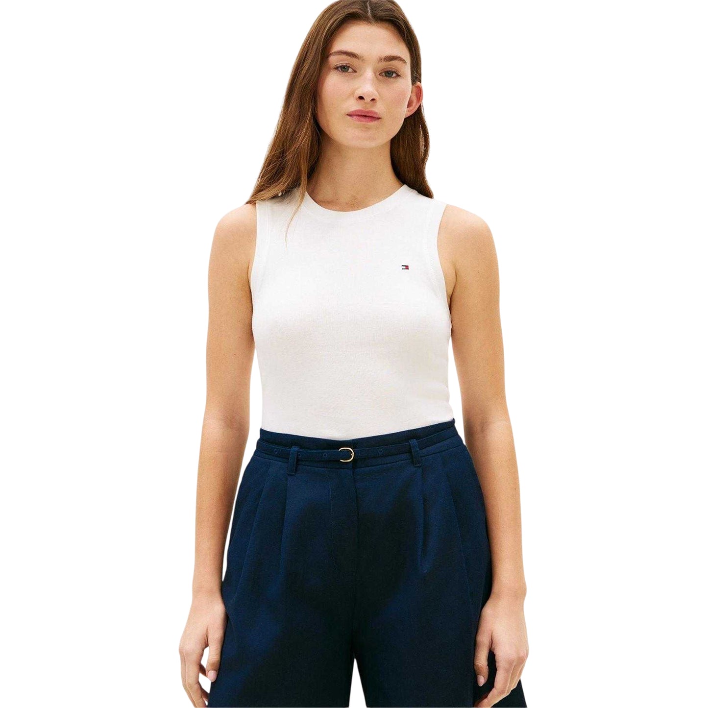 Ecru - Lifestyle - Tommy Hilfiger Womens-Ladies Cody Plain Slim Vest Top