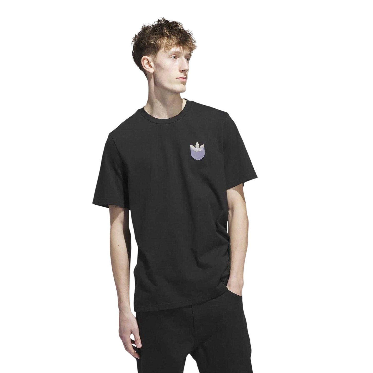 Black - Side - Adidas Unisex Adult Trefoil T-Shirt
