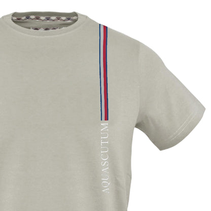 Grey - Side - Aquascutum Mens Logo Cotton T-Shirt