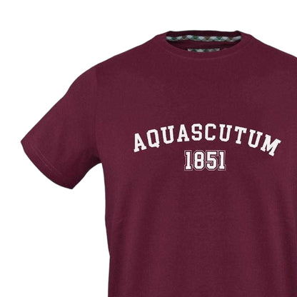 Red - Side - Aquascutum Unisex Adult 1851 Logo Cotton T-Shirt