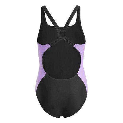 Black - Back - Adidas Girls 3 Stripes One Piece Swimsuit