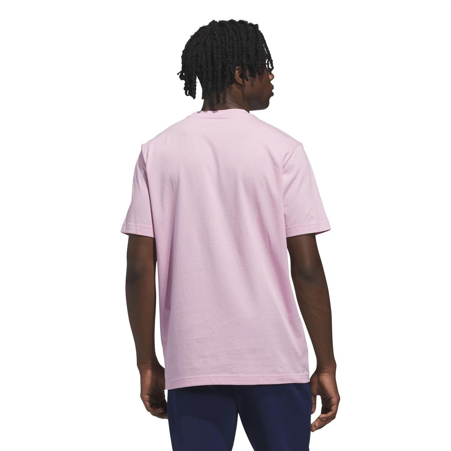 True Pink - Back - Adidas Mens Palm Tree Cotton Logo T-Shirt