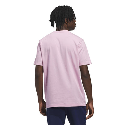 True Pink - Back - Adidas Mens Palm Tree Cotton Logo T-Shirt