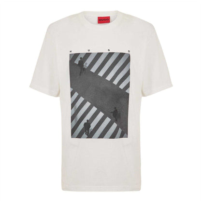 White - Front - Hugo Mens Road Cotton Logo T-Shirt