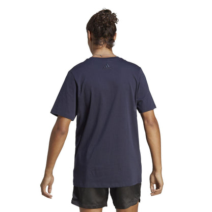 Navy - Back - Adidas Mens Essentials Logo Cotton T-Shirt