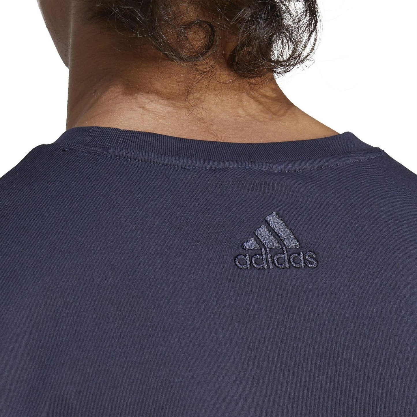 Navy - Side - Adidas Mens Essentials Logo Cotton T-Shirt