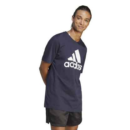 Navy - Pack Shot - Adidas Mens Essentials Logo Cotton T-Shirt