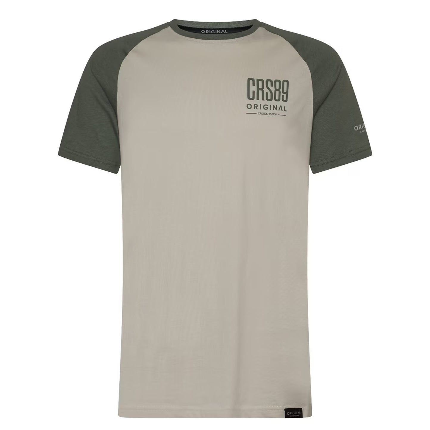Olive - Front - Crosshatch Mens Bretsby Logo Cotton T-Shirt