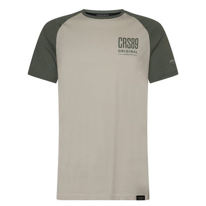 Olive - Front - Crosshatch Mens Bretsby Logo Cotton T-Shirt
