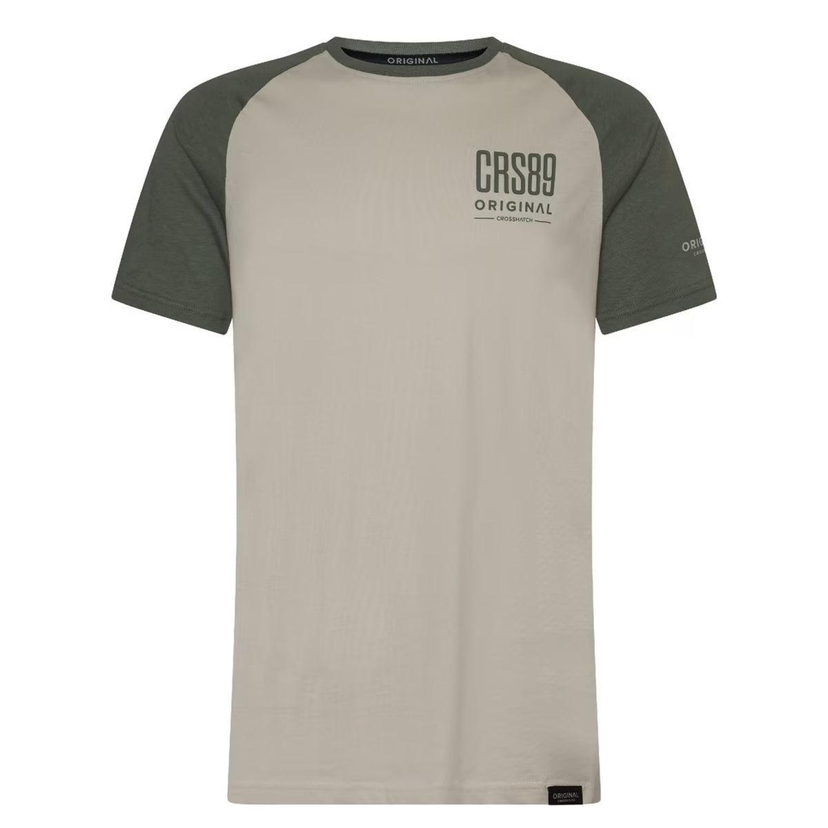 Olive - Front - Crosshatch Mens Bretsby Logo Cotton T-Shirt