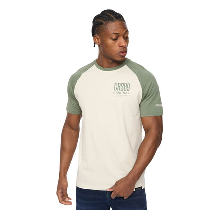 Olive - Side - Crosshatch Mens Bretsby Logo Cotton T-Shirt