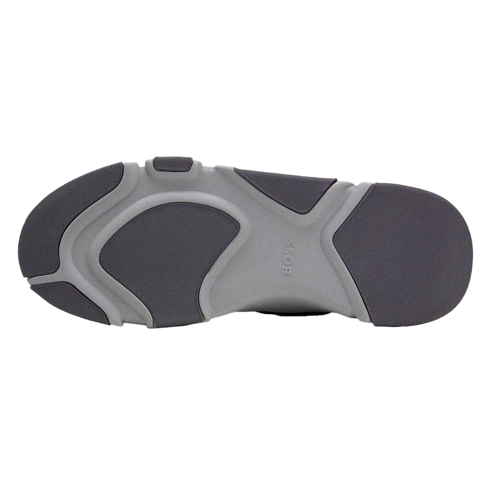 Grey - Pack Shot - Hugo Boss Mens Asher Leather Running Trainers