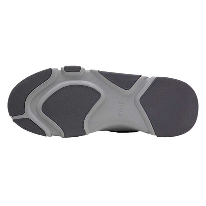 Grey - Pack Shot - Hugo Boss Mens Asher Leather Running Trainers