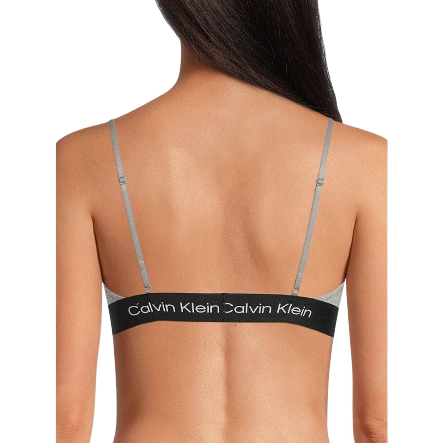 Grey Heather - Back - Calvin Klein Womens-Ladies Triangle Spaghetti Strap Bralette