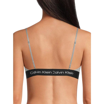 Grey Heather - Back - Calvin Klein Womens-Ladies Triangle Spaghetti Strap Bralette